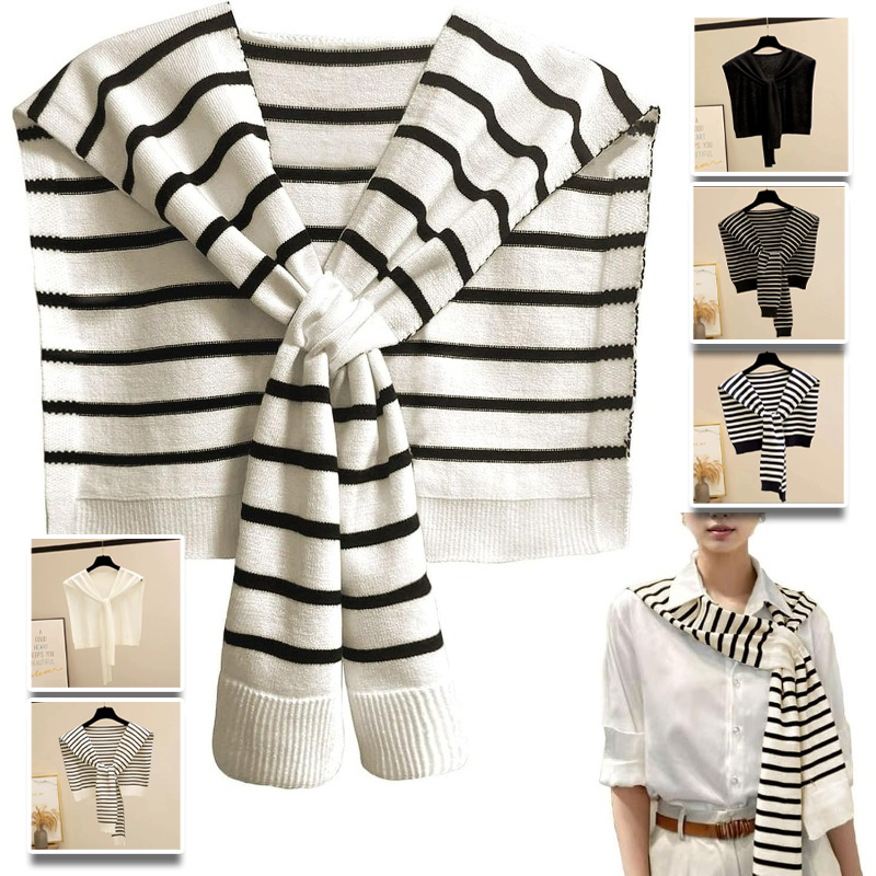 Travel Accessories Neck - Gebreide gestreepte sjaalomslagdoek High-end dames zomer