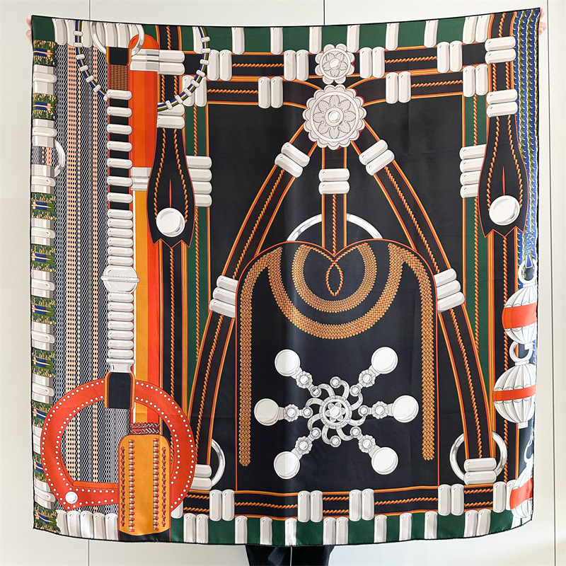 Travel Accessories Luxury - Zadelprint zijden sjaal Luxe ontwerpers Handgerolde