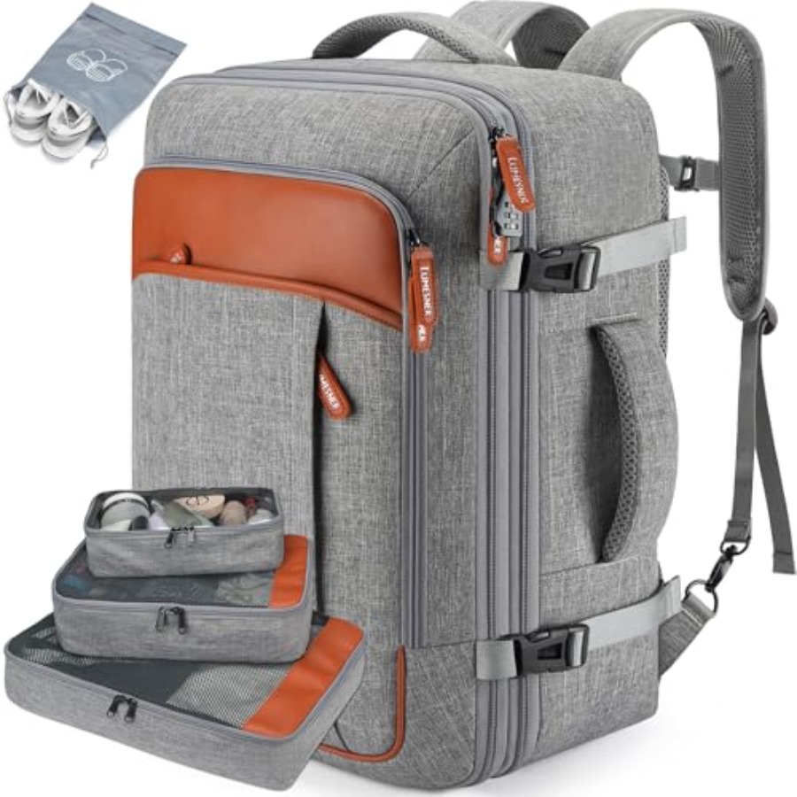 Travel Packing Cube - 40L uitbreidbare reisrugzak met 4 inpakzakken,