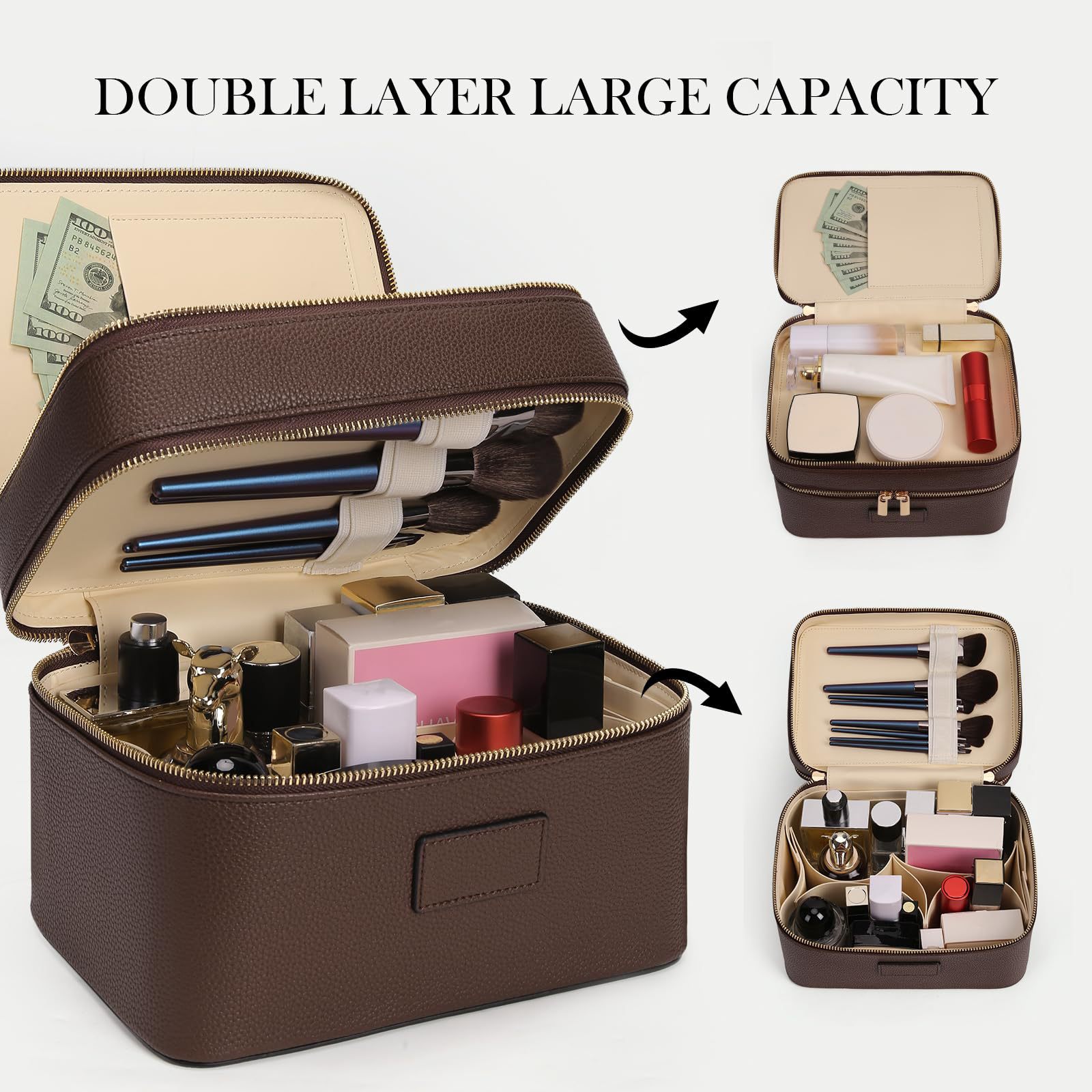 Travel Accessories Luxury - Grote capaciteit dubbele laag luxe cosmeticaschuit