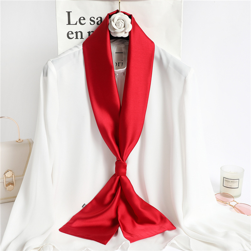Travel Accessories Neck - Rode effen lange zijden sjaal voor