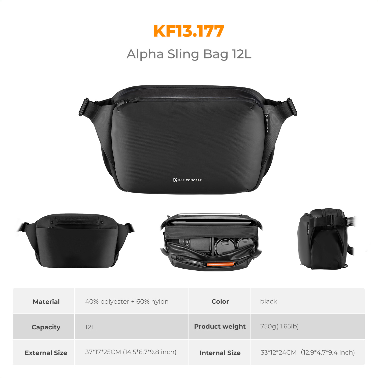 K&F CONCEPT 12L/10L Camera Sli - Camera Bag Travel recensie en prijs